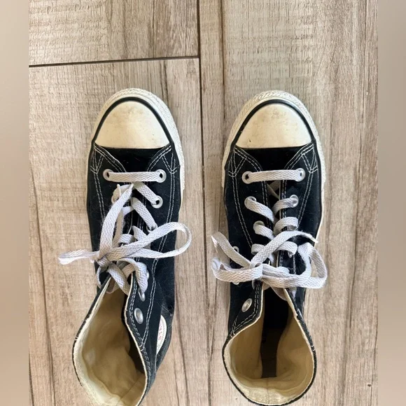 Converse Black and White High-Top Canvas Sneakers - Picture 2 of 10